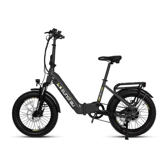 Eunorau Meta Foldable Electric Bike in charcoal color facing the left