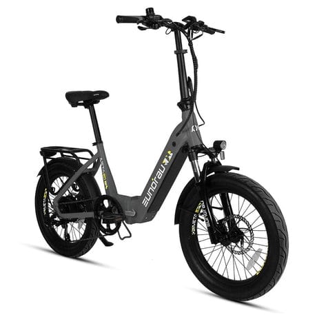 Eunorau Meta Foldable Electric Bike in charcoal color in front view