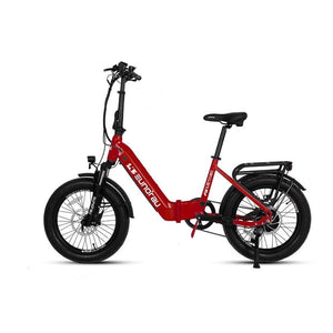 Eunorau Meta Foldable Electric Bike in crimson color facing the left