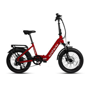 Eunorau Meta Foldable Electric Bike in crimson color facing the right