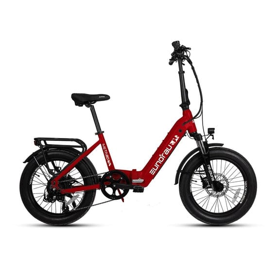 Eunorau Meta Foldable Electric Bike in crimson color facing the right