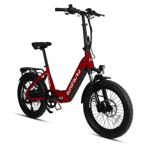 Eunorau Meta Foldable Electric Bike in crimson color in front view