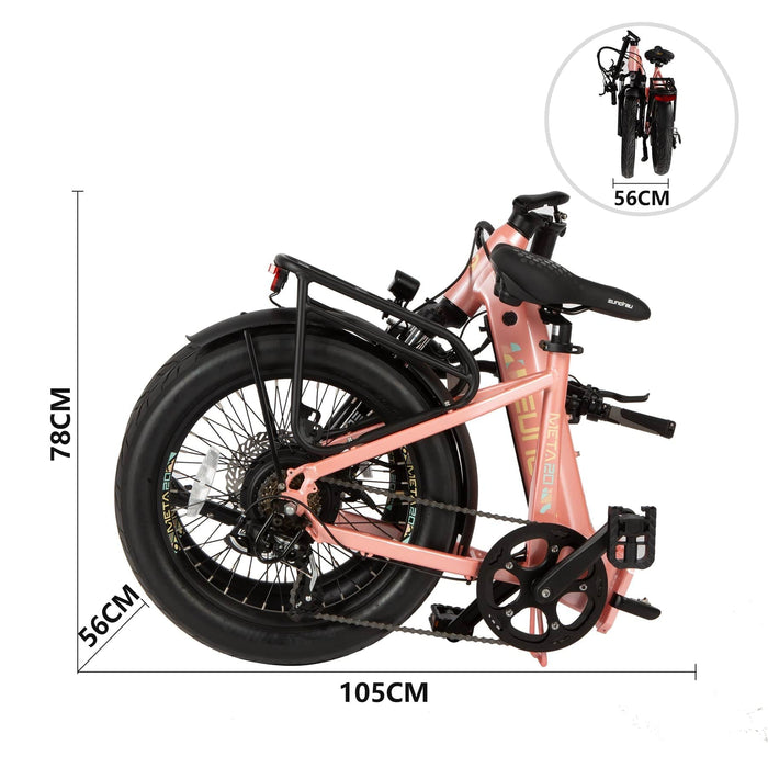 Eunorau Meta Foldable Electric Bike folded dimensions