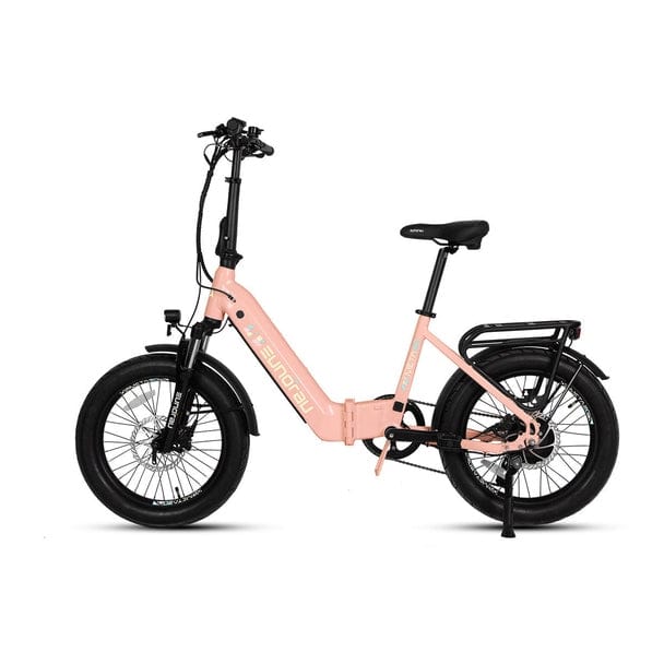 Eunorau Meta Foldable Electric Bike in pink color facing the left