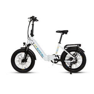 Eunorau Meta Foldable Electric Bike in white color facing the left