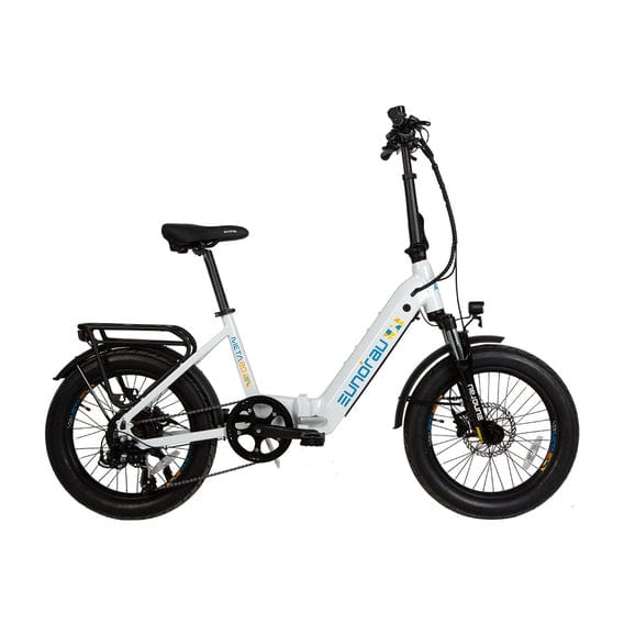 Eunorau Meta Foldable Electric Bike in white color facing the right