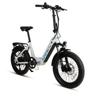  Eunorau Meta Foldable Electric Bike in white color in front view