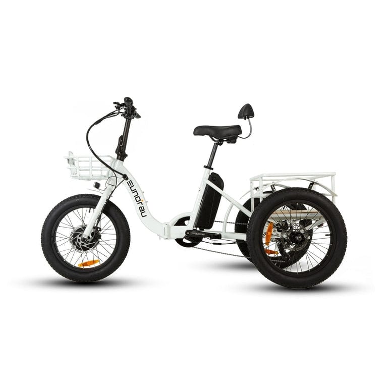 Eunorau New Trike Electric Fat Tire Tricycle in white color facing the left