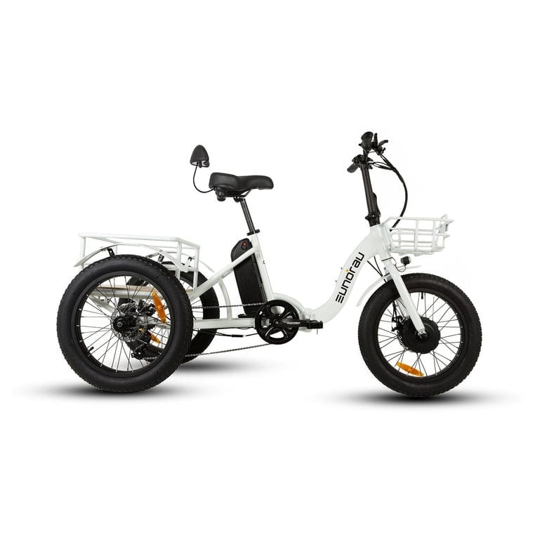 Eunorau New Trike Electric Fat Tire Tricycle in white color facing the right