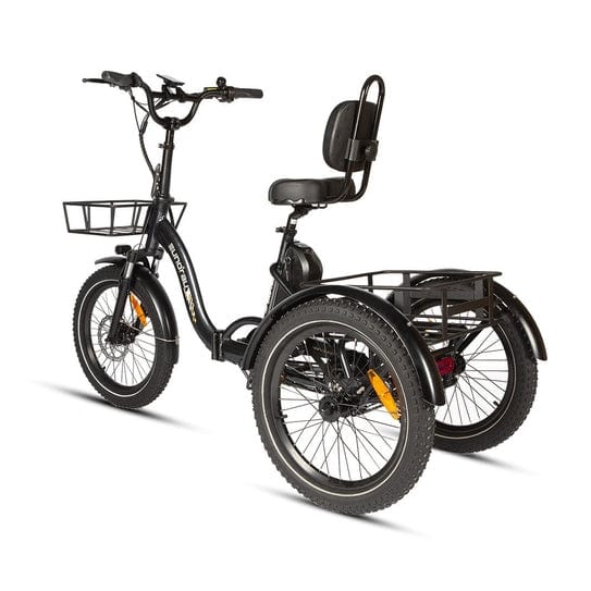 Eunorau One Trike Electric Fat Tire Tricycle in charcoal color in rear view