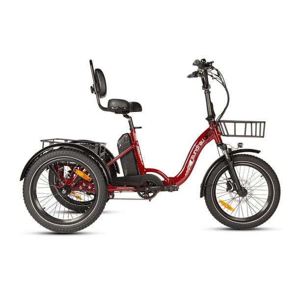 Eunorau One Trike Electric Fat Tire Tricycle in red color facing the right