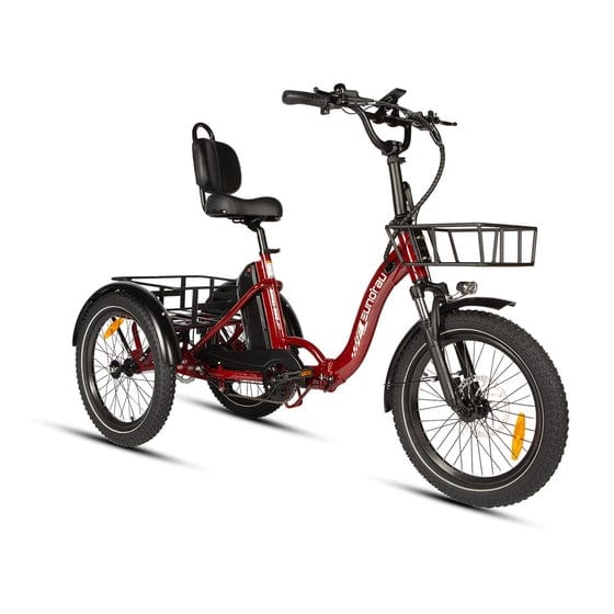 Eunorau One Trike Electric Fat Tire Tricycle in red color in front view