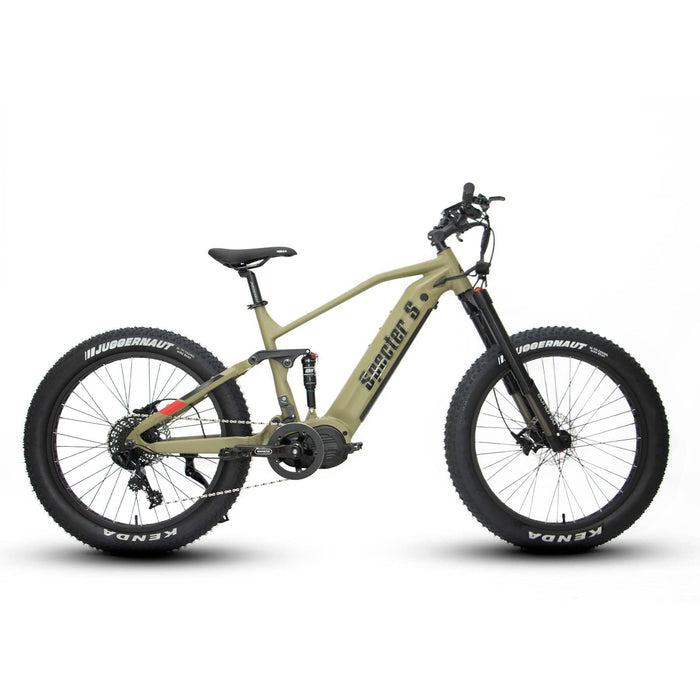 Eunorau Specter-S Fat Tire Electric Mountain Bike in army green color facing the right