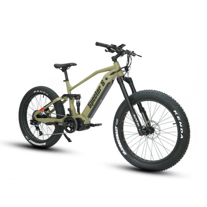 Eunorau Specter-S Fat Tire Electric Mountain Bike in army green color in front view