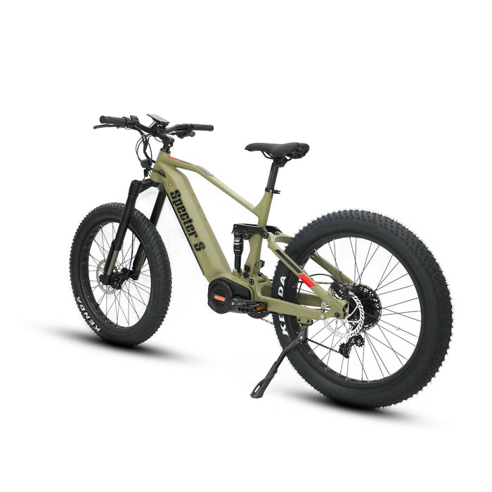 Eunorau Specter-S Fat Tire Electric Mountain Bike in army green color in rear view