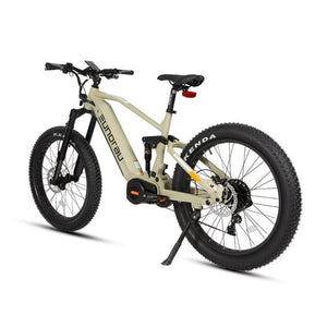 Eunorau Specter-S Fat Tire Electric Mountain Bike in safari color in rear view