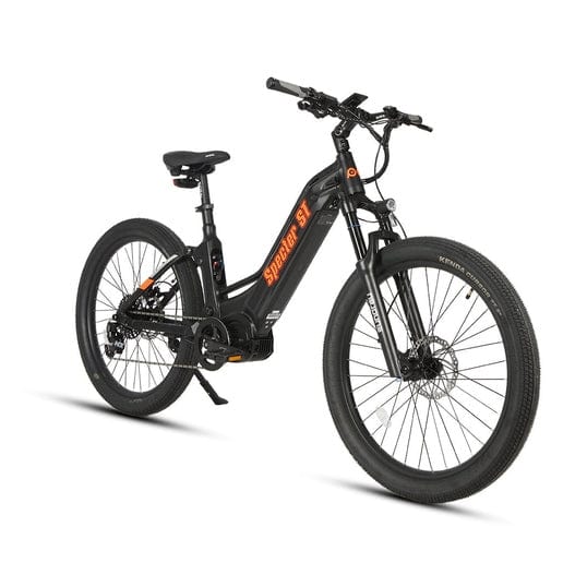 Eunorau Specter-ST Step-Thru Fat Tire Electric Mountain Bike in black color in front view