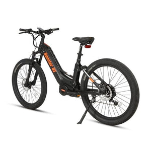 Eunorau Specter-ST Step-Thru Fat Tire Electric Mountain Bike in black color in rear view