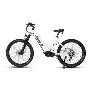 Eunorau Specter-ST Step-Thru Fat Tire Electric Mountain Bike in white color facing the left