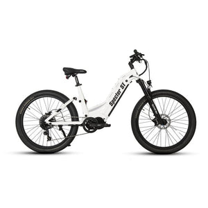 Eunorau Specter-ST Step-Thru Fat Tire Electric Mountain Bike in white color facing the right