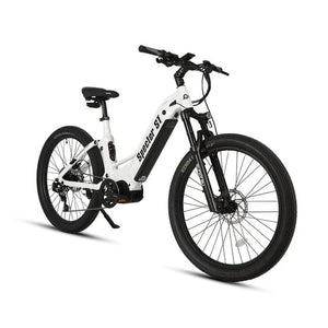 Eunorau Specter-ST Step-Thru Fat Tire Electric Mountain Bike in white color in front view