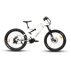 Eunorau Urus Full Suspension Electric Mountain Bike in white color facing the right