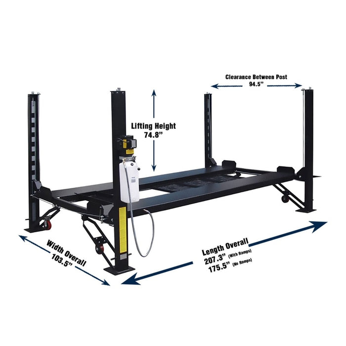 Tuxedo FP8K-DX 8,000 lb Deluxe Storage Lift - Poly casters, drip trays, jack tray