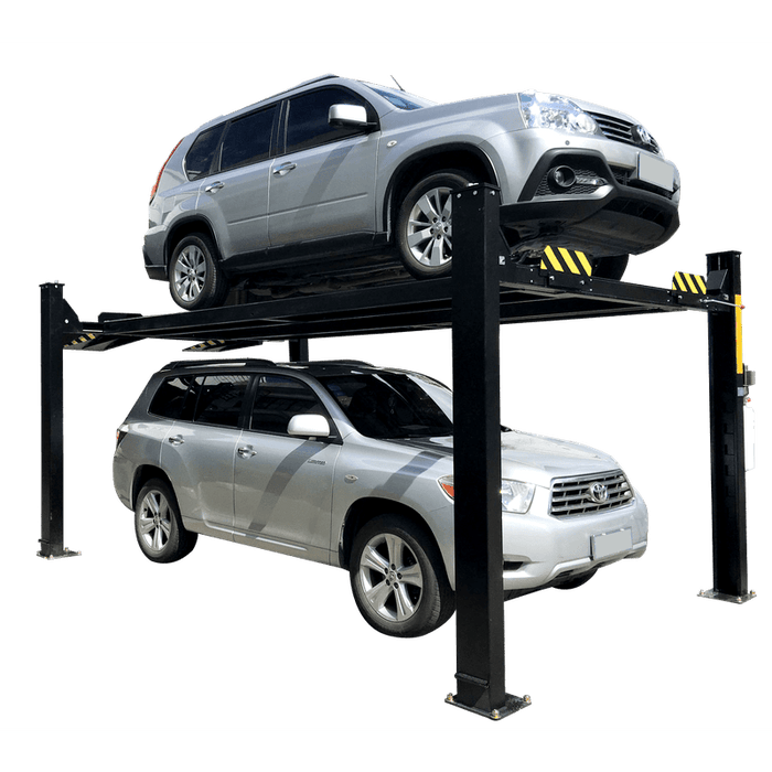 Tuxedo FP9K-DX-XLT 9,000 lb Deluxe Storage Lift Extended Length / Height - Poly casters, drip trays, jack tray