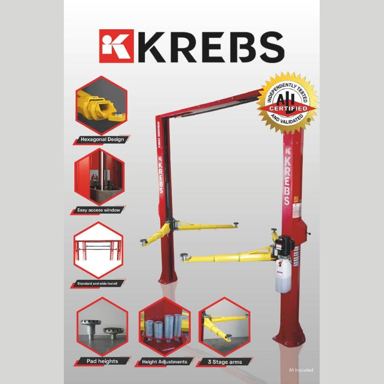 KREBS KB10/H 11800004 10,000lb 2-Post Automotive Lift Light Gray