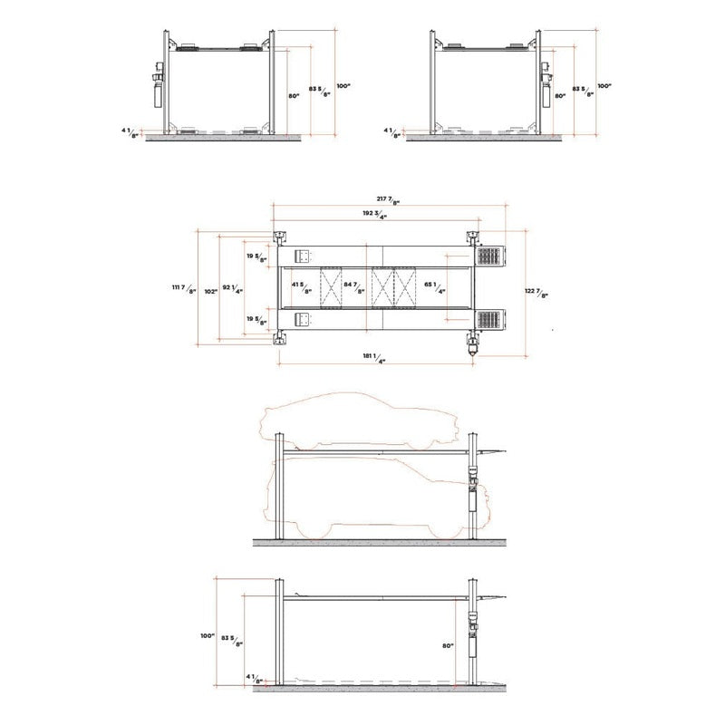 KREBS KB4/10 11100204 4-Post Lift 10,000lb Gray 