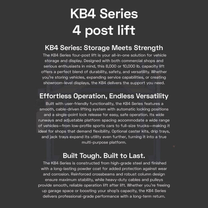 KREBS KB4/10 11100204 4-Post Lift 10,000lb Gray