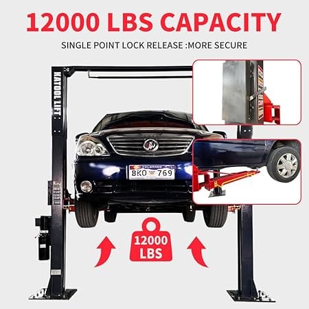 Katool AM120SD 12,000lbs Single Point Lock 2 Post Lift Capacity