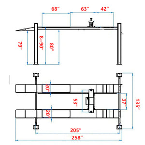 Katool KT-4H120X 12,000 lbs Heavy Duty Four Post Lift 
