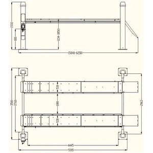 Katool KT-4H150 15,000lbs 4 Post Alignment Lift dimensions