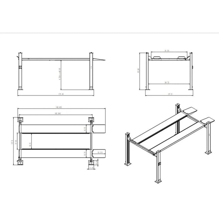 Katool KT-4H850 8,500lbs Heavy Duty 4 Post lift