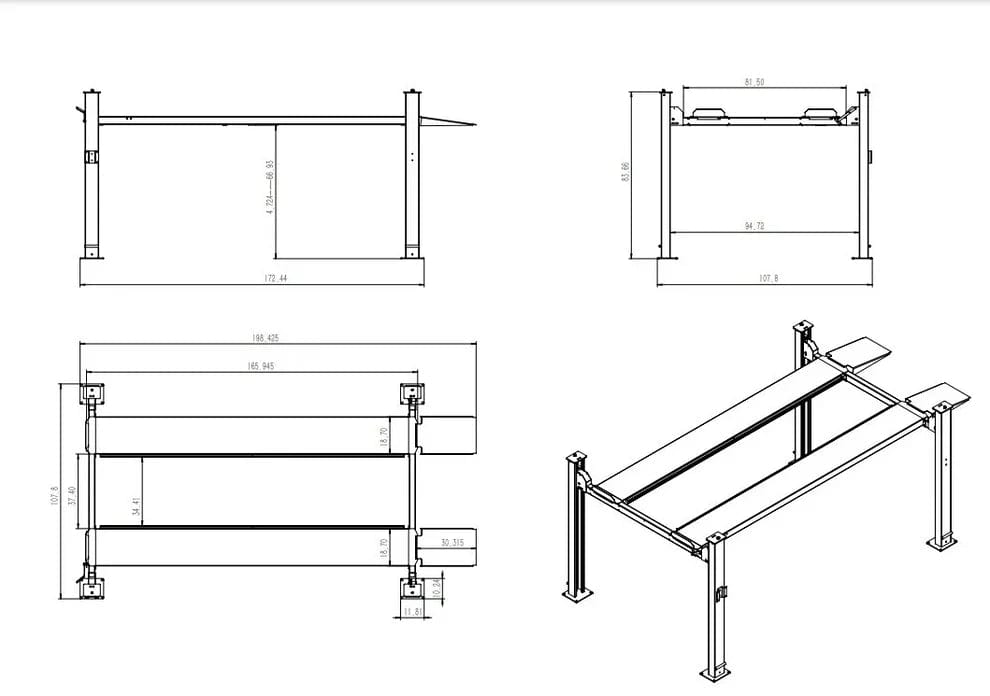 Katool KT-4H850 8,500lbs Heavy Duty 4 Post lift