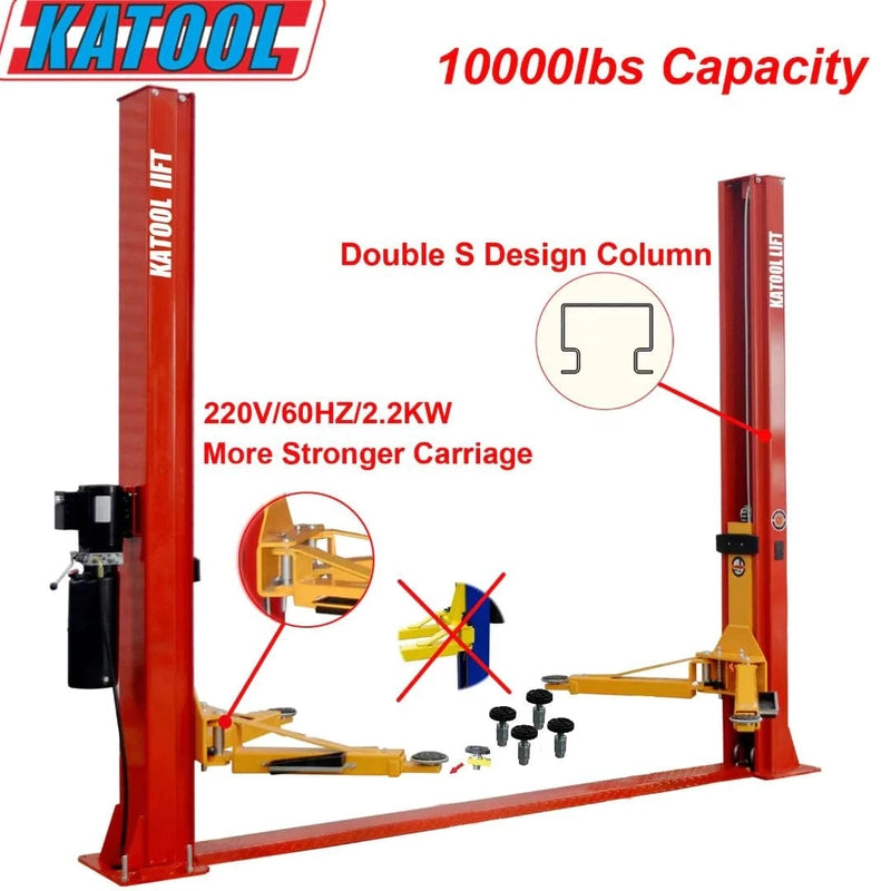 Katool KT-H100 Two Post Vehicle Lift 10,000lbs Product Features