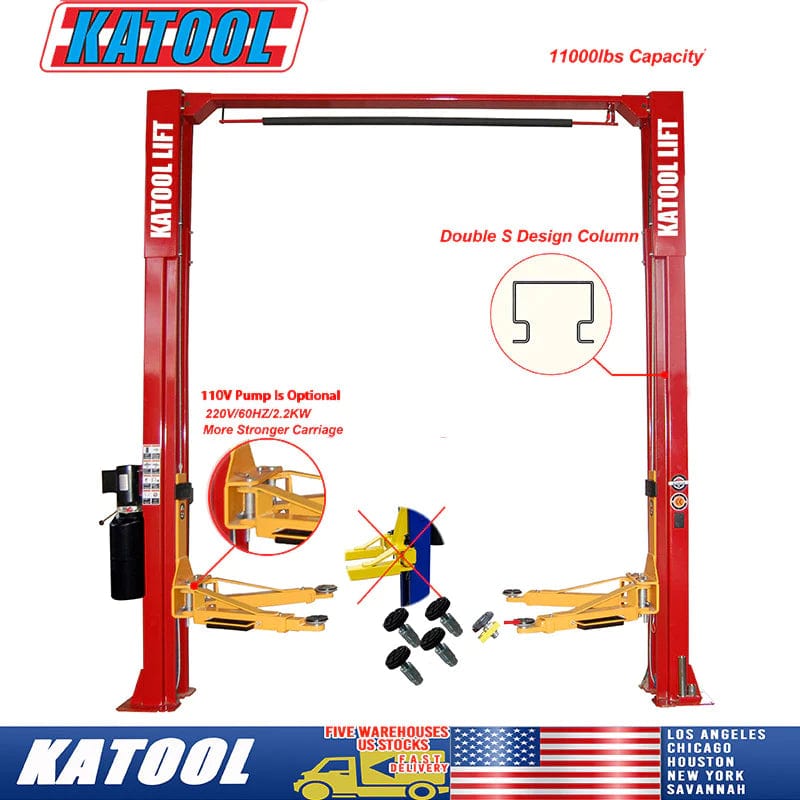 Katool KT-M110 Two Post Clear-floor Vehicle Lift 11,000lbs Specifications