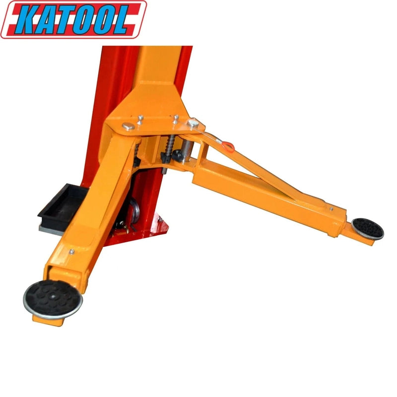 Katool KT-M110 Two Post Clear-floor Vehicle Lift 11,000lbs swing arm front view