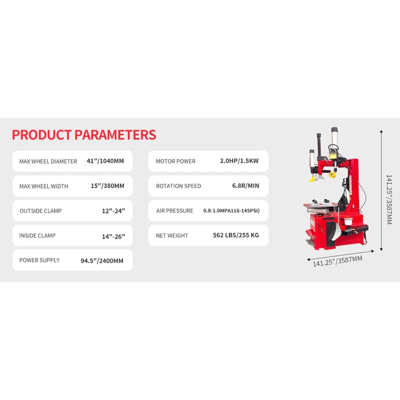 Katool KT-T830 Wheel Clamp Tire Changer Machine product parameters