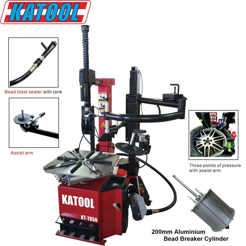 Katool KT-T850 Tilt-Arm Wheel Clamp Tire Changer Machine Product Features
