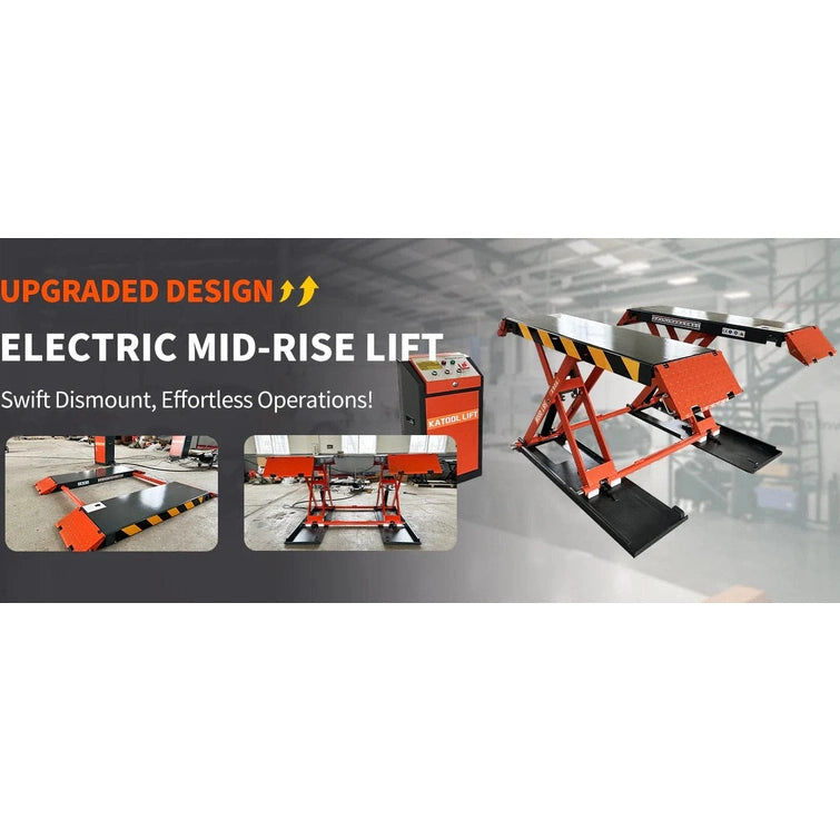 Katool KT-X90E 8000 lbs Electric Mid Rise Scissor Lift — My Garage Katool KT-X90E 8000 lbs Electric Mid Rise Scissor Lift — My Garage