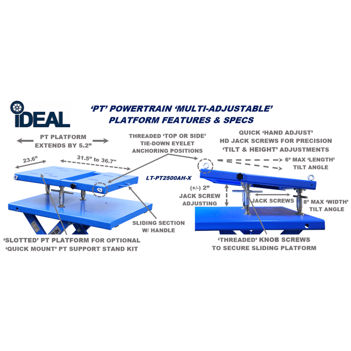 iDEAL Lift Table, Power Train / Air Hydraulic, 2500 lb. Cap.