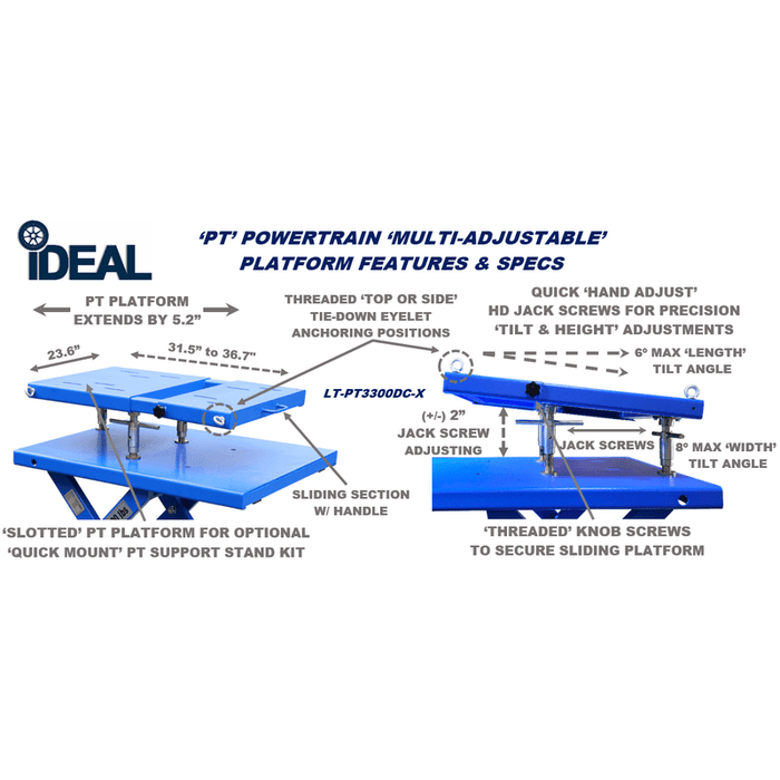 iDEAL LT-PT3300DC-X Lift Table, Power Train / DC Battery, 3300 lb. Cap.