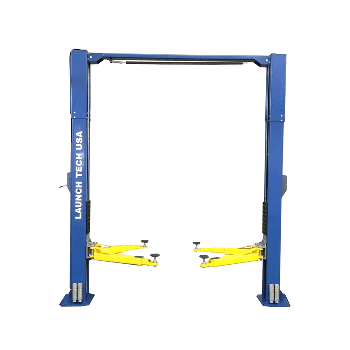 Launch Tech USA 11,000 lb Clear Floor - Asymmetric - ALI Certified in blue color in front view