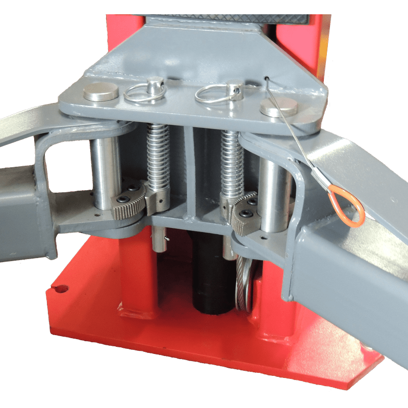 Launch Tech USA 9,000 lb Two Post Floor Plate - Symmetric - RED Dual Point Lock Release