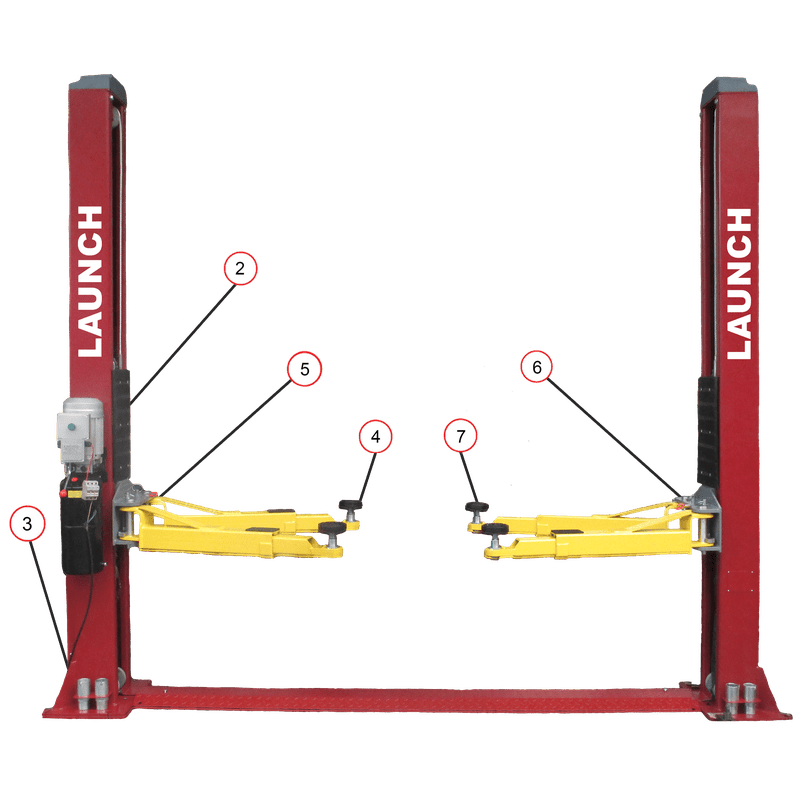 Launch Tech USA 9,000 lb Two Post Floor Plate - Symmetric - RED linegraph