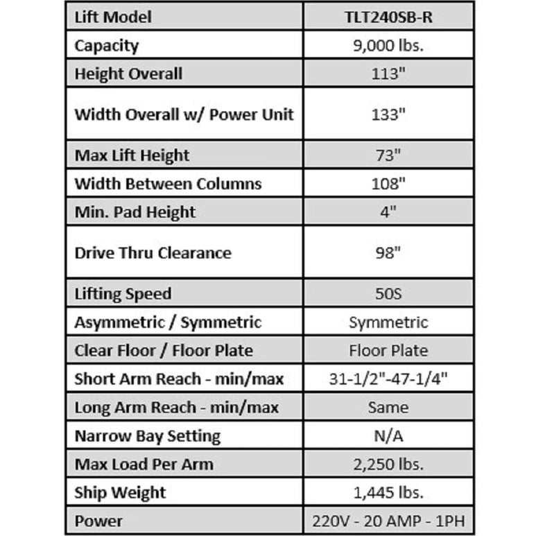 Launch Tech USA 9,000 lb Two Post Floor Plate - Symmetric - RED specifications