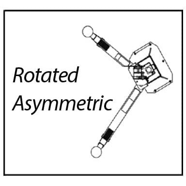 Launch Tech USA 9,000 lb Two Post Clear Floor - Asymmetric - RED Rotated Asymmetric