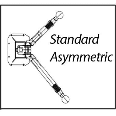 Launch Tech USA 9,000 lb Two Post Clear Floor - Asymmetric - RED standard asymmetric